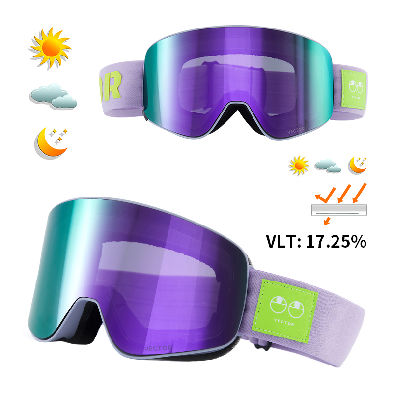 VECTOR Ski-Gafas de esquí de doble capa UV400, con protección UV antiniebla, gafas de esquí grande, gafas de Snowboard para hombre y mujer: Colour 1