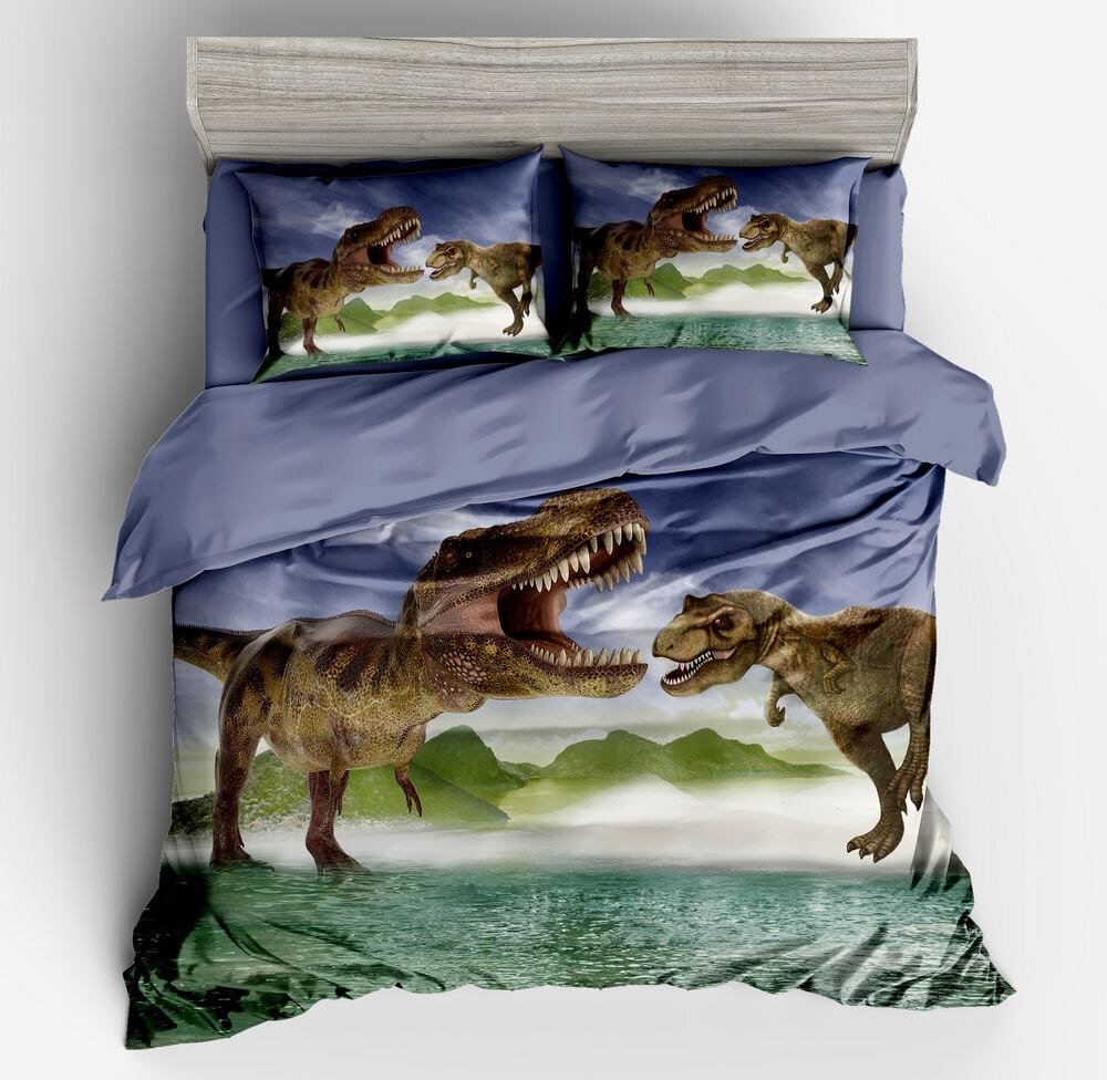 Dinosaurie lejon tiger påslakan set sängkläder påslakan sängöverdrag sängkläder med örngott 2/3 st utan täcke