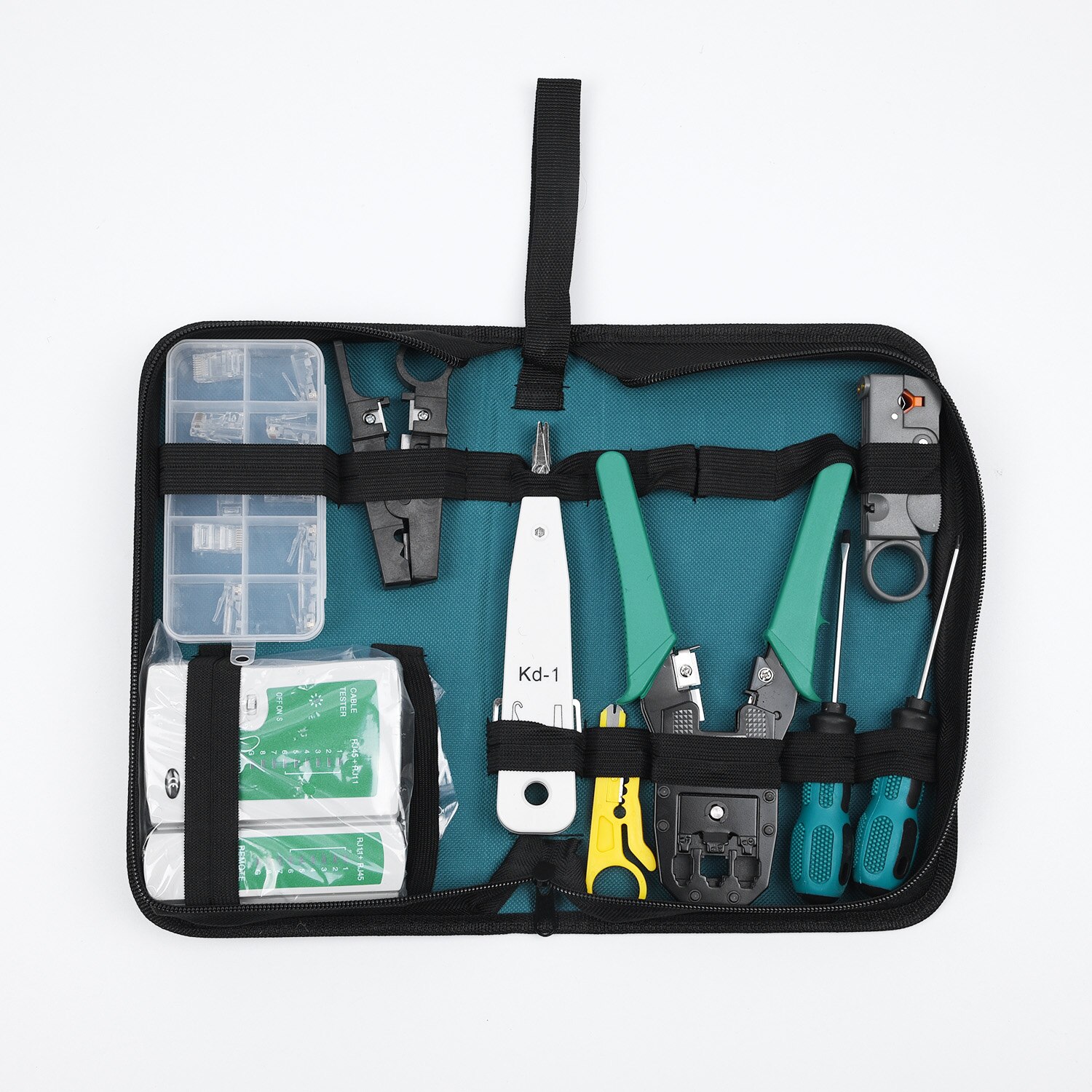 Rj45 rj11 crimper lan netværk internet kabler crimp kabel tester håndværktøj kit kabel tester stripper cutter 3 vejs crimper værktøj