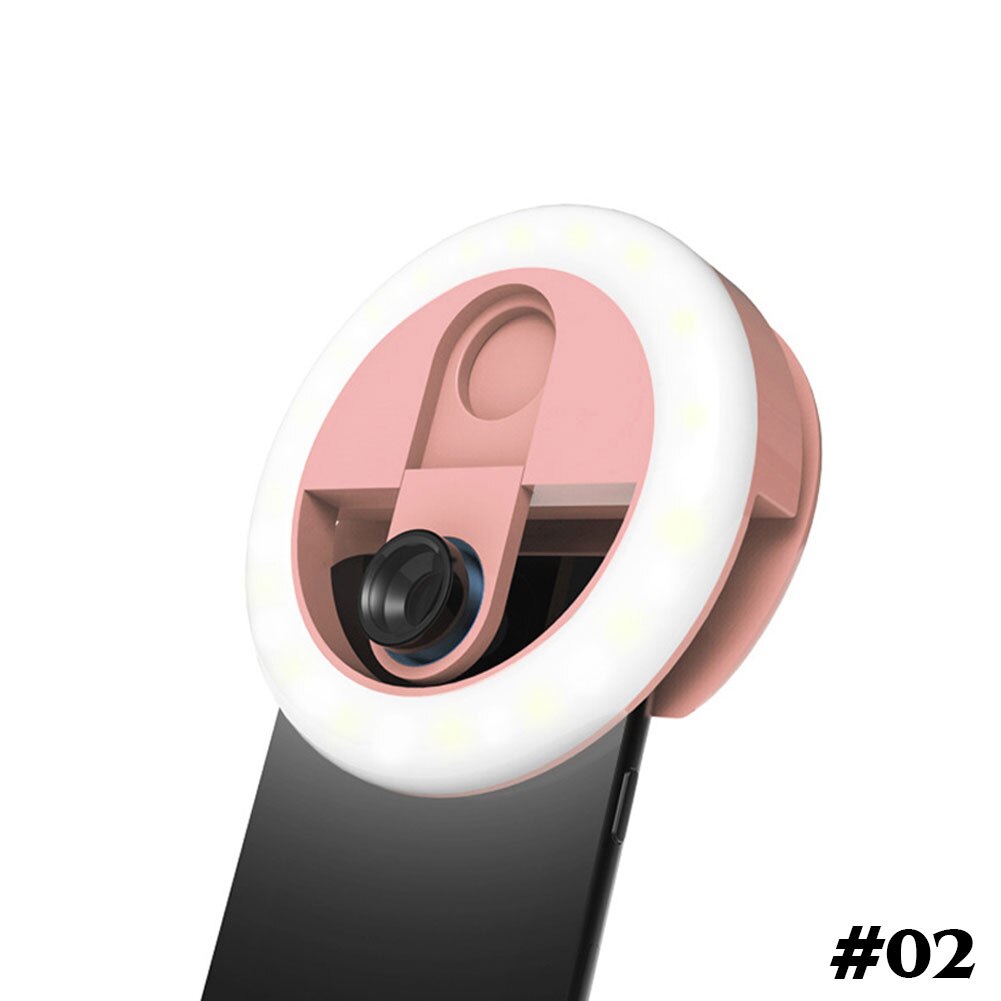 Selfie Led Ring Flash Lamp Draagbare Clip Ring Lights Groothoek Macro Lens Voor Alle Telefoons 3 Niveaus Helderheid Mobiele fotografie: Roze