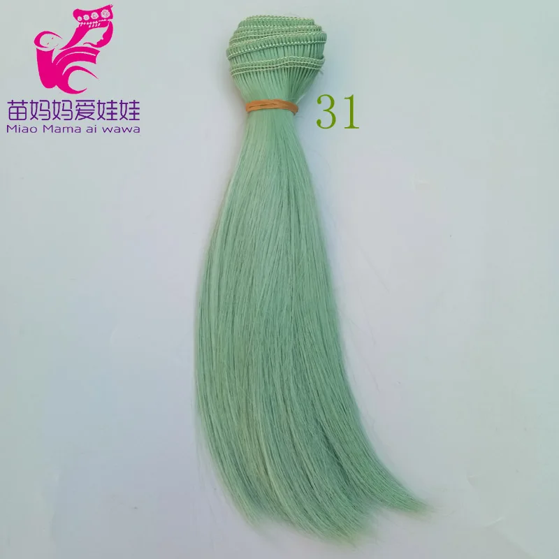 Perruque de Cheveux Lisses Résistante à la Chaleur, Couleur Rouge, Vert, Bleu, Accessoires de Bricolage Faits à la Main, 15/25 cm, 1 Pièce: Argent / L