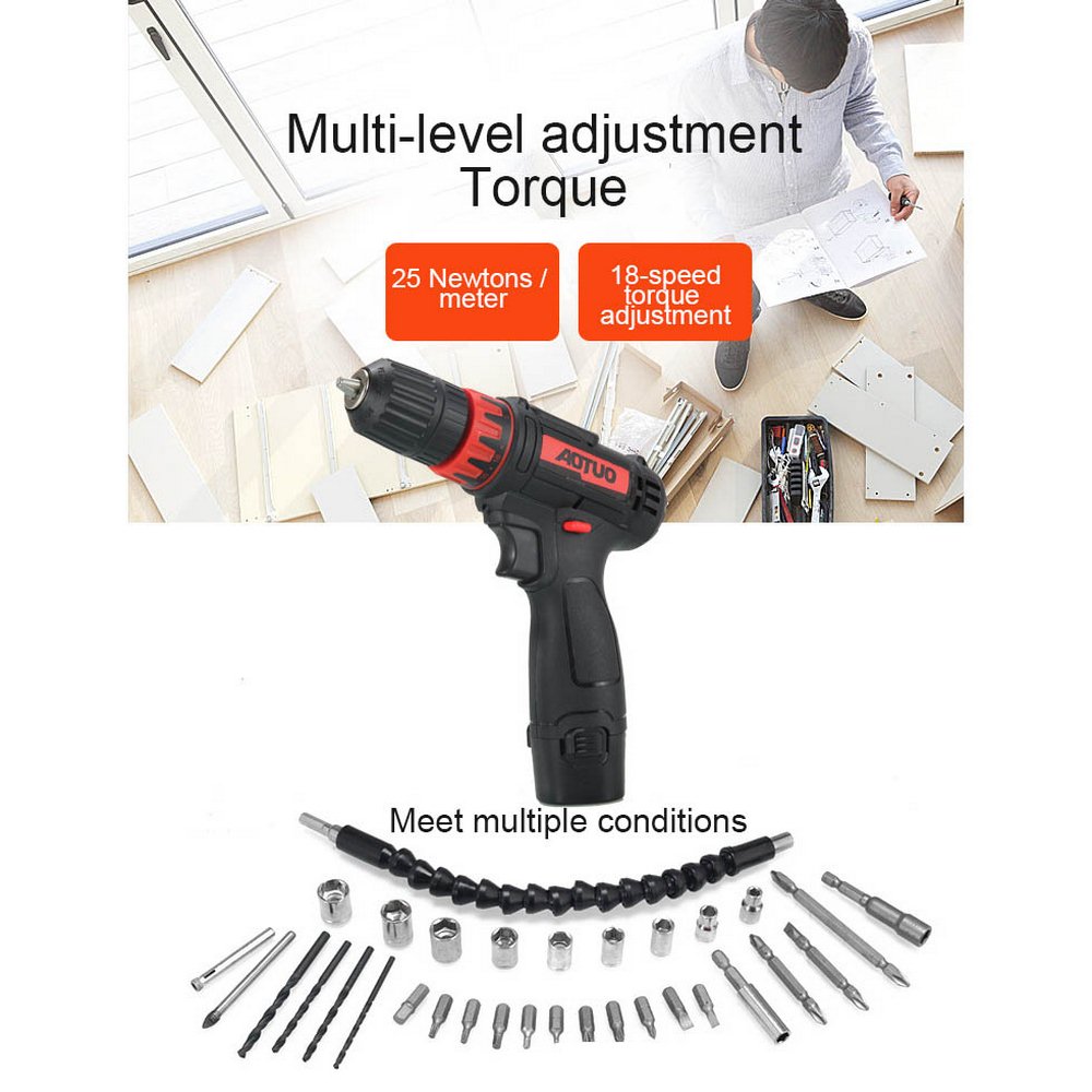 12V Cordless Drill Electric Screwdriver Mini Wireless Power Driver DC Lithium-Ion Battery Brushless Hand Drill Set Hardware Tool