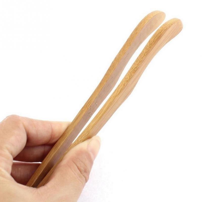 Tongs alimentaires en bois de bambou, Bacon, sucre, thé glacé, salade maison