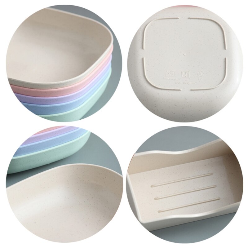 Q1FD 7Pcs Square Wheat Straw Plates Pasta Salad Bowls Lightweight Reusable Food Serving Party Snack Dinner Dishes Camping with