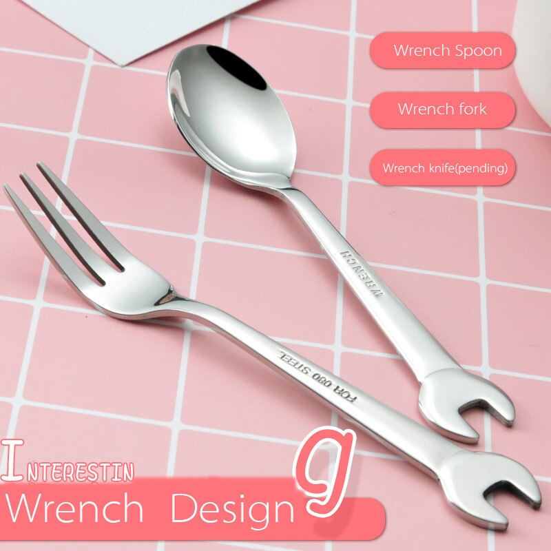 1 Set Servies Sets Westerse Wrench Shape Servies Thuis Keuken Rvs Vork Lepel D30 Apr4