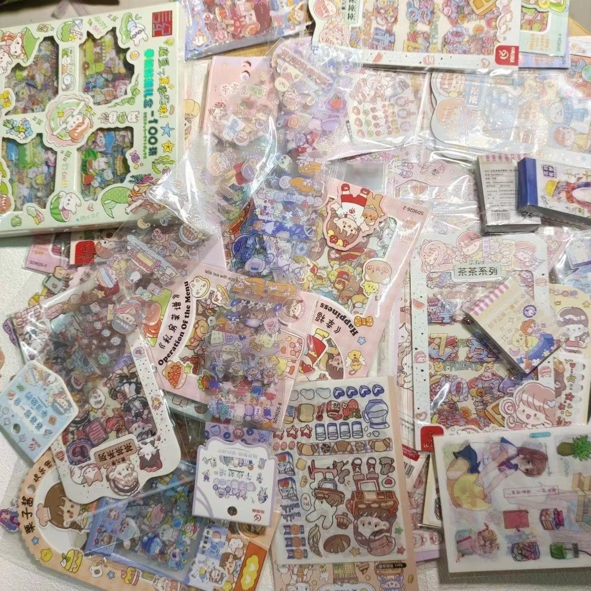 500g Random Washi Tape Set 50-60 Pcs No repeat Stationery Stickers Adhesive Masking Tape Scrapbooking Kawaii Journal Supplies: Yellow