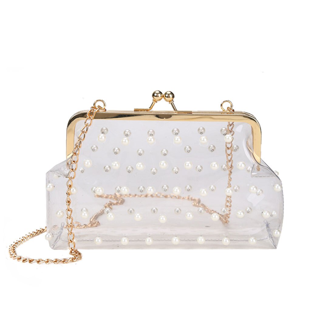 Sacs à Main en PVC Transparent pour femmes H10, sacoche transparente en perles, sacoches pour dames, sacs à bandoulière, # H10: Beige