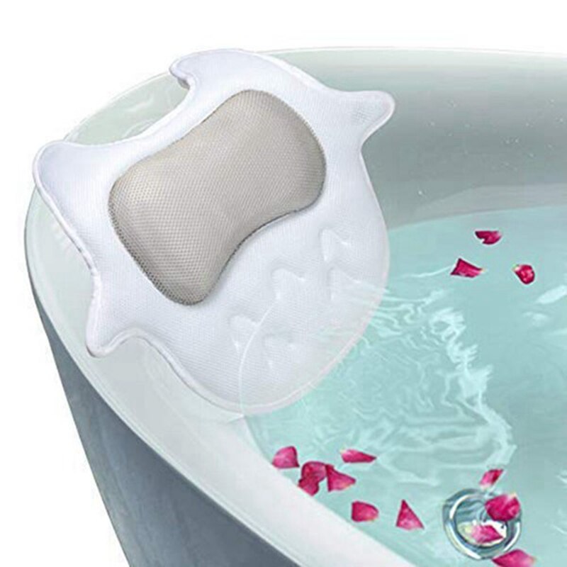 Non-Slip Spa Bath Pillow for Tub with 5D Air Mesh Technology Bath Pillow Cushion Provides Head Neck Shoulder Support In Tub