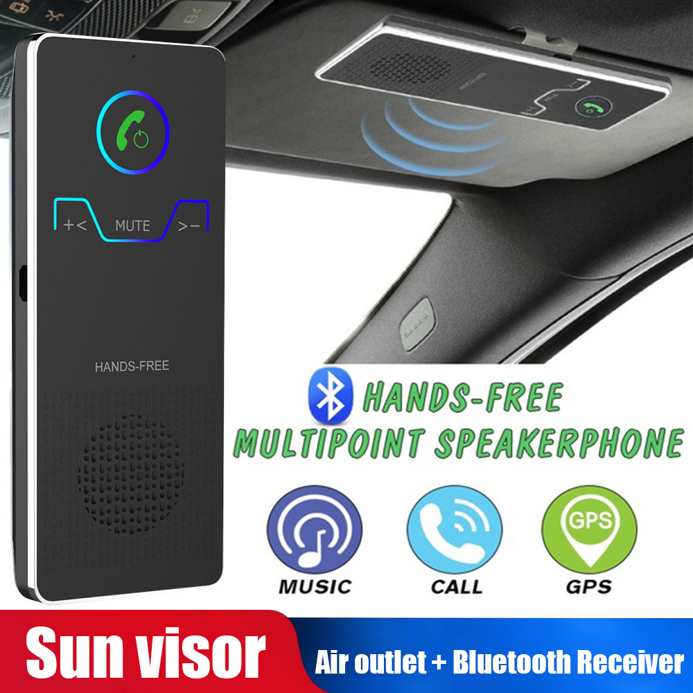 Wireless Handsfree Bluetooth Car Kit Hands Free Calling Transmitter sun visor Speakerphone With Car Charger For Phone