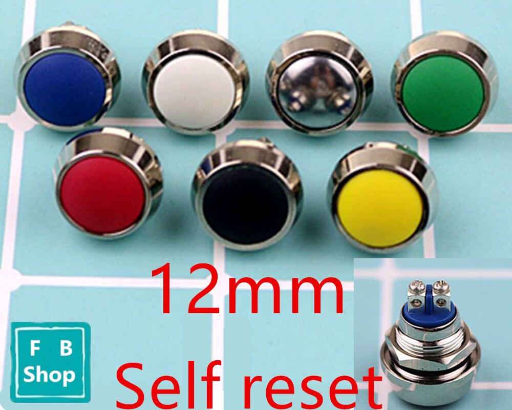 12mm 1NO momentary reset screw terminal metal push botton waterproof nickel plated brass domed push button switch