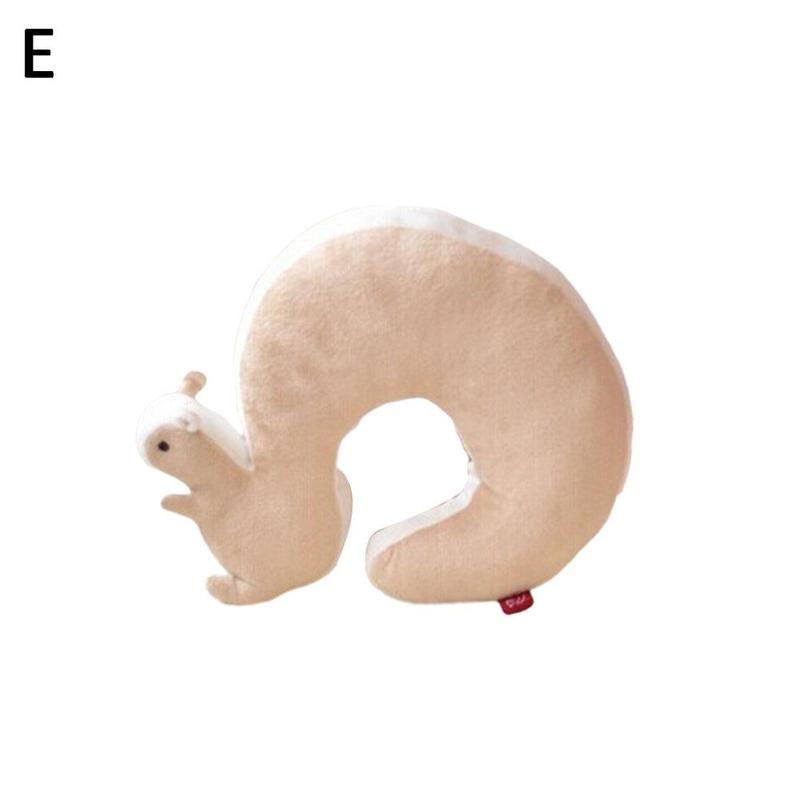 Candy Color Nap Pillow Health Care Novelty Squirrel Animal Cotton Plush U Shape Neck Pillow Travel Car Home Pillow: E