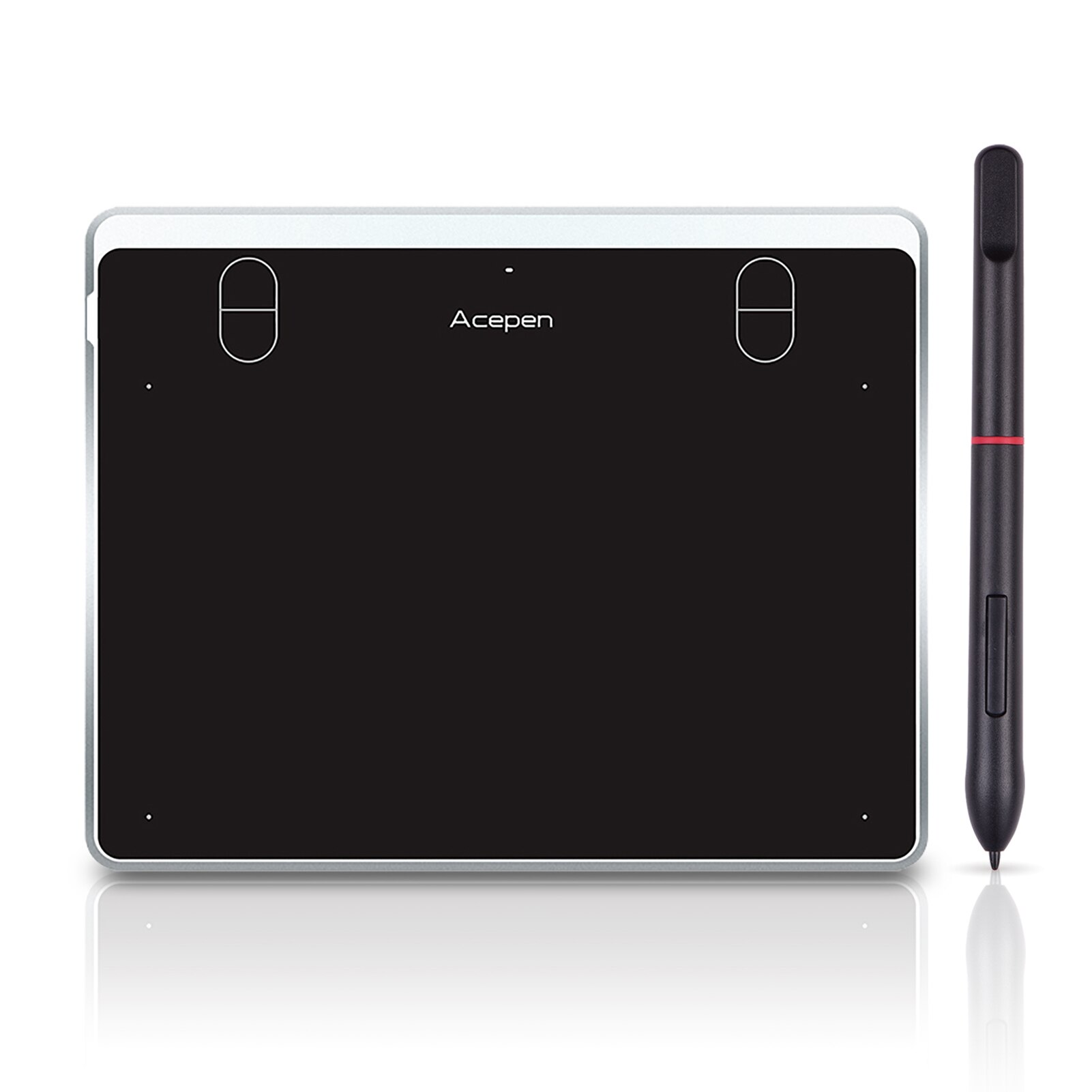 Acepen AP604 Digital Graphic Drawing Tablet Ultra-Thin Board 4 Shortcut Keys Battery-free Passive Stylus 8192 Levels Pressure: Silver
