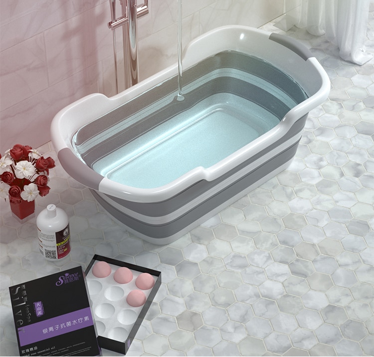 1pc bærbare sammenfoldelige badekar babybruser bærbar silikone kapacitet vaskeopbevaring skridsikre hundebadekar fodspa badekar