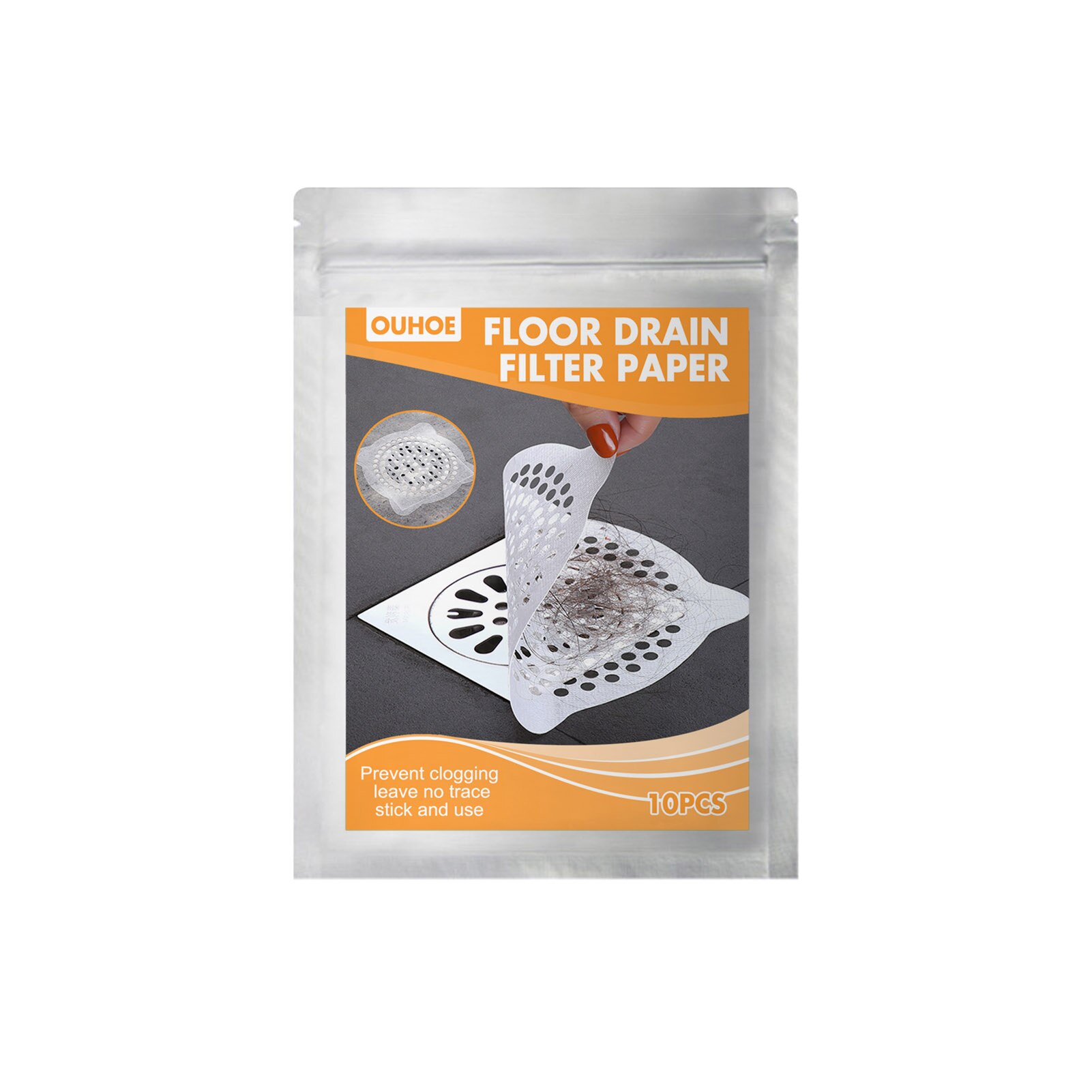 Rejilla desechable para drenaje de ducha, accesorio para el pelo, uso más higiénico y práctico, protección para alcantarillado, paquete de 10/50 unidades: 10pcs