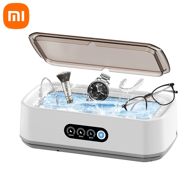 Máquina de limpieza por ultrasonidos Xiaomi, máquina de limpieza de gran capacidad de 650ML, 5KHz, soporte de joyería para gafas, limpiador para el hogar: Blanco / AU