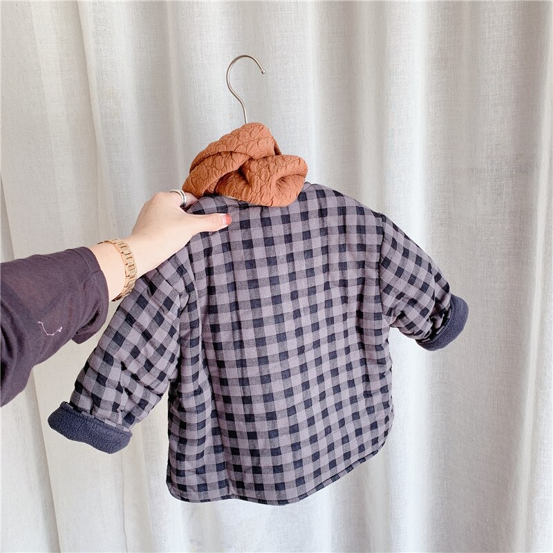 Hiver enfants épaissir vestes filles Blouse mignon Plaid manteau enfants veste garçons manteaux pour vêtements de dessus enfant en bas âge garçon Plaid chemise