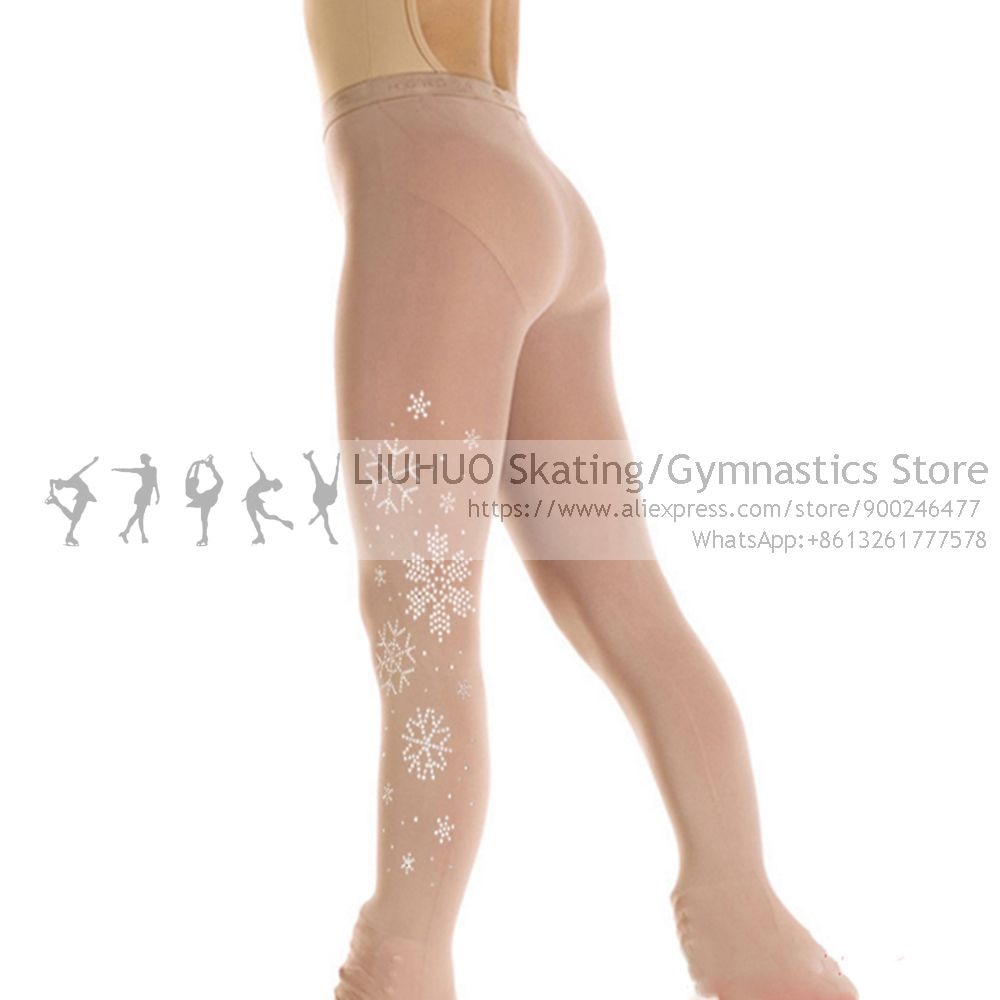 Calcetines de patinaje sobre hielo para niñas y mujeres, medias de de Color Nude para Ballet, salón de baile y Patinaje