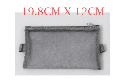 1 Pcs Pencil Case Simple Transparent Mesh Nylon Office Student Pencil Bag School Supplies High Capacity Pen Box: large gray