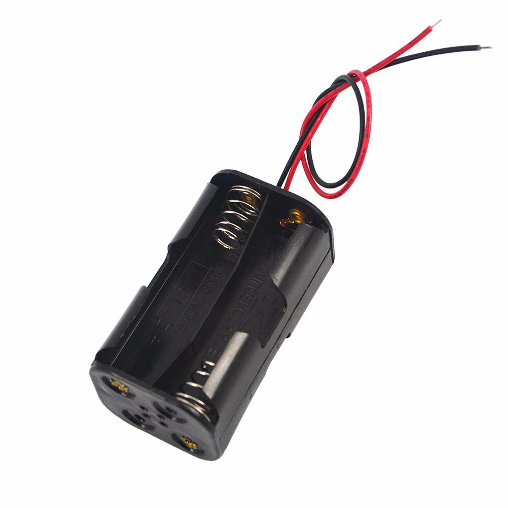 5 Stks/partij Aa Batterij Houder 6V Voor 4 X Aa Batterijen Zwart Plastic Opbergdoos Case Dual lagen Met Wire Lead