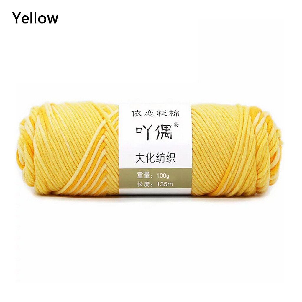 Hilo de algodón 100g para manualidades, hilo de algodón para manualidades, hilo de algodón cálido para tejer a mano, hilo de lana: Yellow 