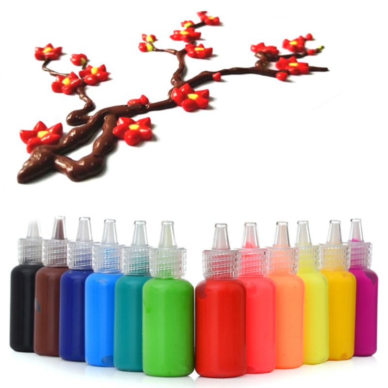1 Set 6/12Colors 3D Acrylic Pigment Watercolor Paint Drawing Art DIY Handmade Painting Tool Supplies
