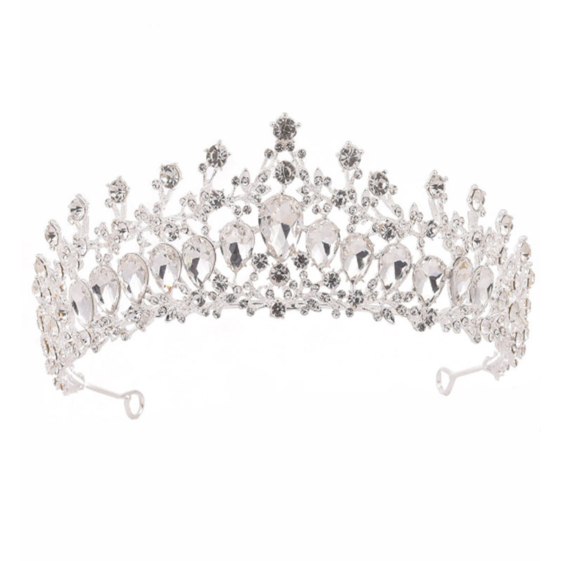 Conjunto de joyas para novia, Set de joyas de cristal, Tiara, corona, pendientes, Gargantilla, collar, boda, Dubái, oro, rojo, azul, verde, Barroco: 1Pcs White Crown