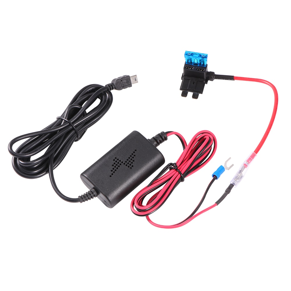Adaptateur chargeur caméra tableau de bord voiture | Câble dur Mini USB, ABS enregistreur de conduite 12v à 5v USB, protection contre les surcharges