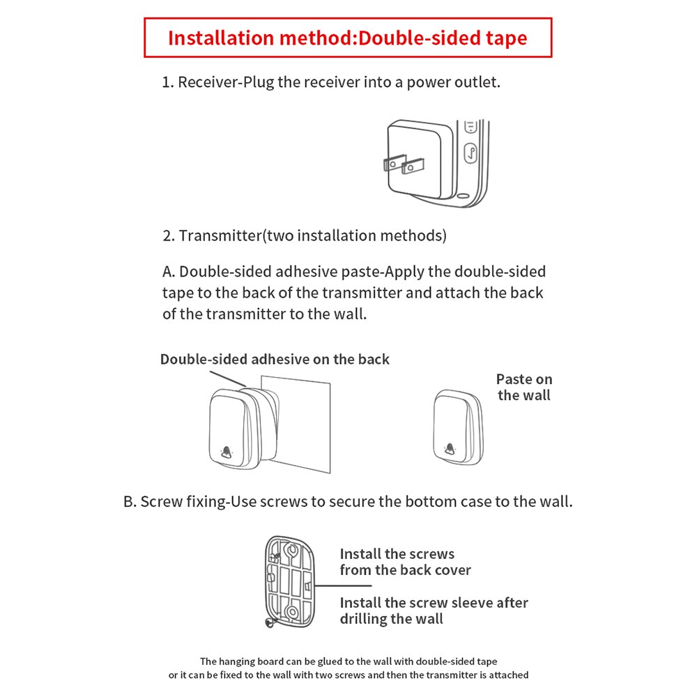 CACAZI Self-powered Home Wireless Doorbell Waterproof No Battery Button US EU UK Plug 60 Chime 0-110 DB 1 Transmitter 5 Receiver