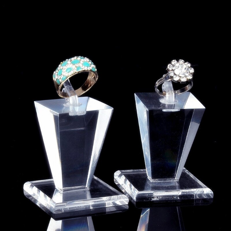Soporte de exhibición de anillo acrílico, expositor de joyas en 4 colores