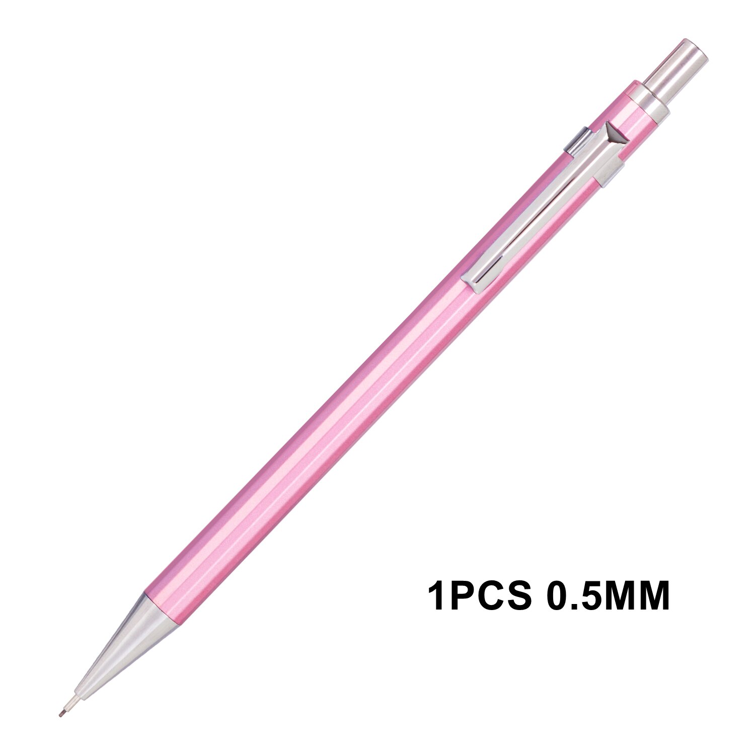 Deli Metal Mechanical Pencil 0.5mm / 0.7mm with Lead Retractable Black Lead Pencils Stationery: 1PCS 0.5mm Pink