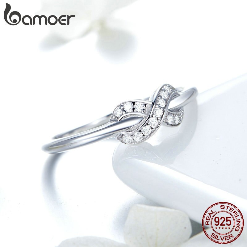 BAMOER vendita Calda 925 Sterling Silver Infinity Amore Infinito Sereno CZ Anelli di Fidanzamento per Le Donne Monili di Cerimonia Nuziale SCR494