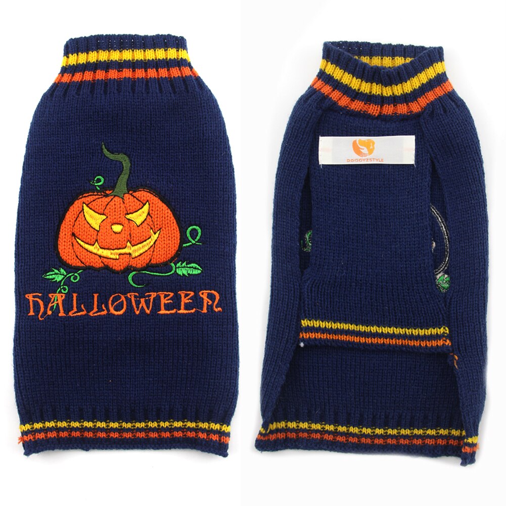 Cute Pumpkin Dog Sweater Halloween Pet Clothes for Dog Cat Party Costume Puppy Jumpers Dog Knitwear Chihuahua Apparel: Blue / XS