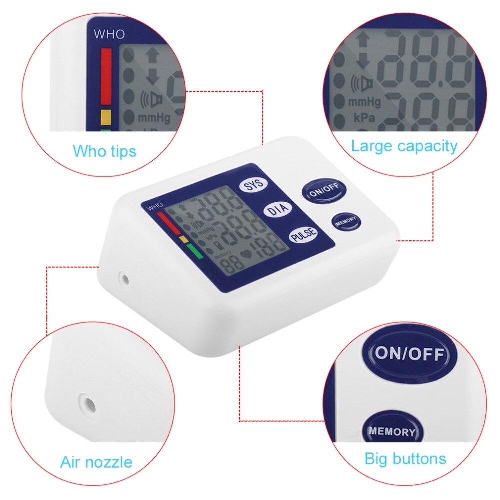 Arm Bloeddrukmeter Pulse Monitor gezondheidszorg Monitoren Digitale Bovenste Draagbare Bloeddrukmeter Meter Bloeddrukmeter