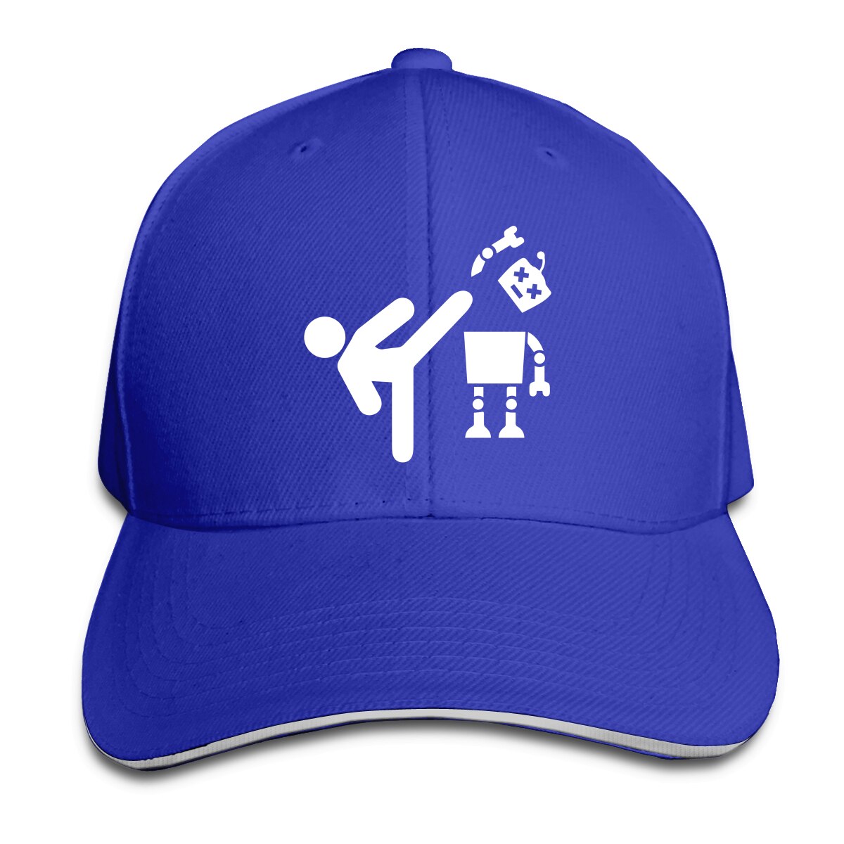 Robot, sombreros divertidos, gorras para hombres y mujeres, gorras de pico de pato, gorras de béisbol para automóvil, gorras ajustables de Snapback hip-hop unisex: Azul