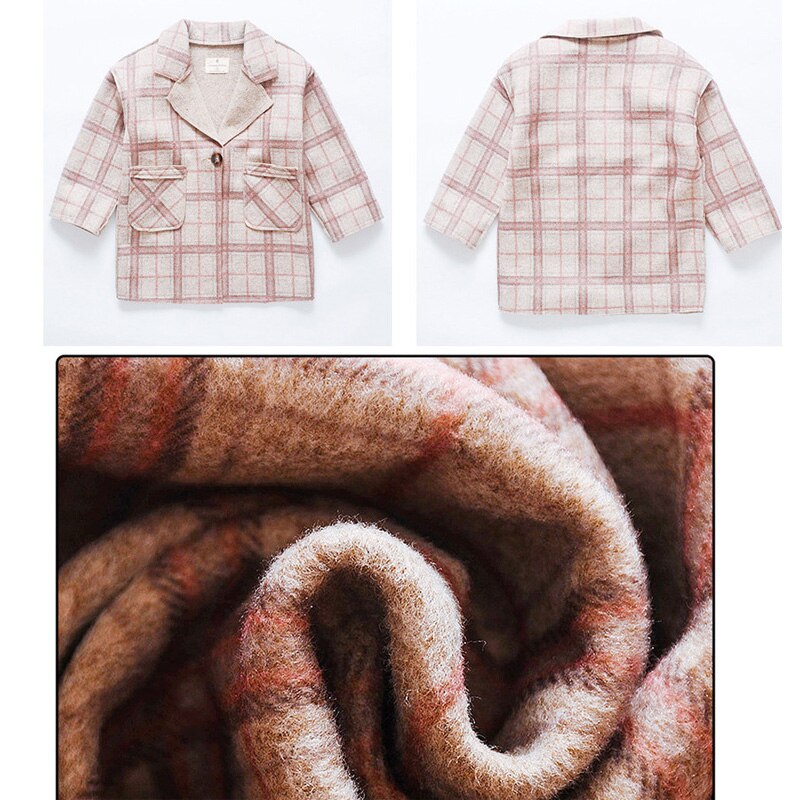 Vestiti Delle Ragazze del capretto di Lana del Cappotto di Inverno Caldo Giacca A Quadri Più Il Lungo di Spessore 2019 Bambini Vestiti di Lana Toddle Bambino della ragazza Outwear