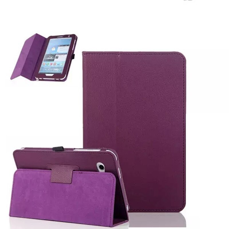 For Samsung Galaxy Tab 2 7 GT P3100 PU Leather Case Cover For Samsung Galaxy Tab 2 P3100 7.0 inch Stand Tablet Case +FilmPen: purple