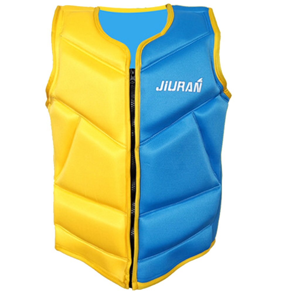 Life Vest Rafting Life Neoprene Jacket Sea Rescue Swimming Fishing Floating Jacket Outdoor Water Sports Wear Buoyancy Vest: Yellow Blue M