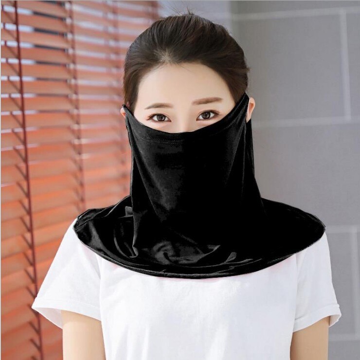 Seide Gesicht Maske Frauen Sonnenschutz Schals Hals Abdeckung fest drucken Dame Wandern Reiten Mund Schal Ring wickelt Halstuch Neue: C