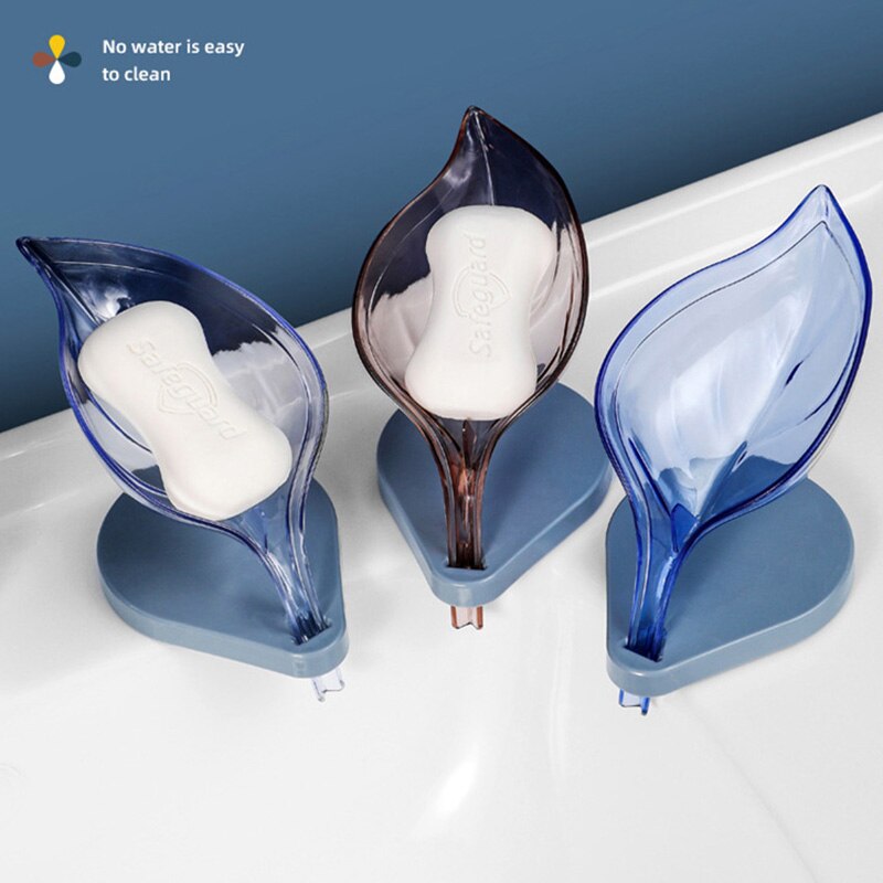 Leaf Soap Storage Rack V-Shaped Drain Soap Box Organize Non-Perforated Soap Shelf Bathroom Kitchen Accessories