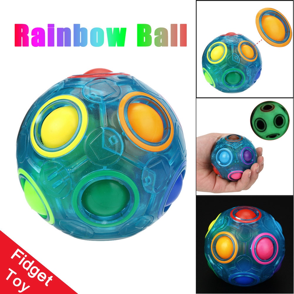 Leucht Stressabbau Regenbogen Ball Spaß Spielzeug Zappeln Puzzle Regenbogen und Weiß Sphärische Ball Geformt Kreative Puzzle Twist Spielzeug