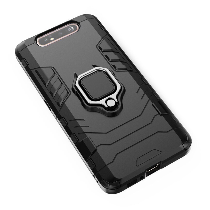 Capa protetora de luxo para samsung galaxy, com suporte e anel de magnetismo, à prova de choque, para samsung a80