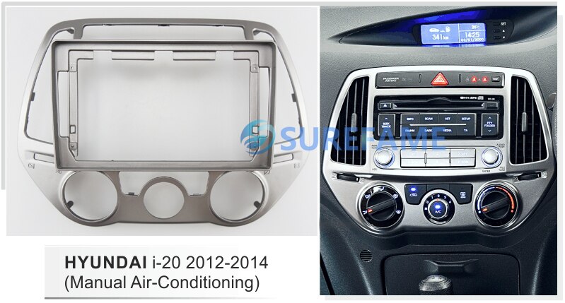9 inch Car Fascia Radio Panel for HYUNDAI i20 i-20 (Manual A/C) Dash Kit Install Facia Console Bezel 9inch Trim Plate