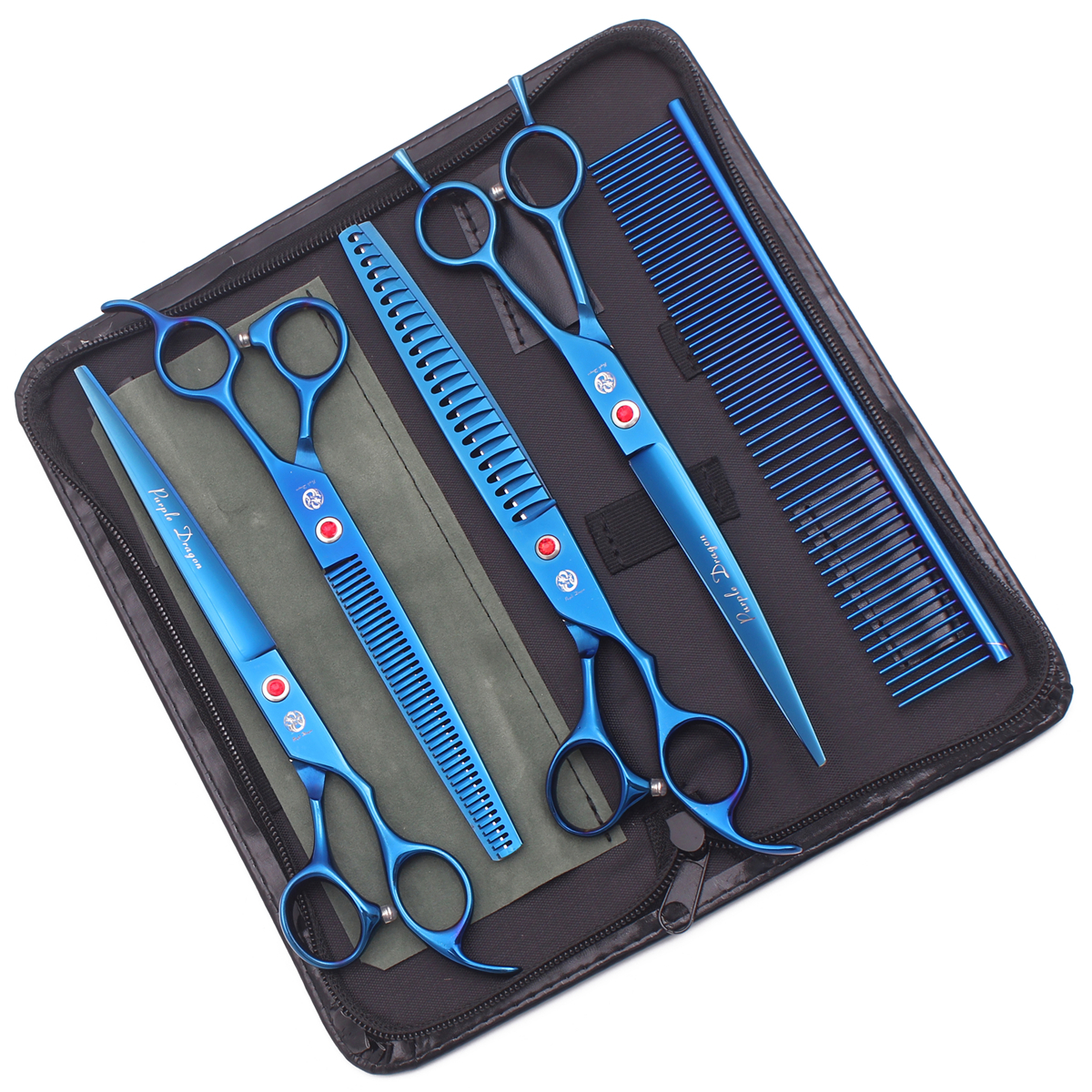 Purple Dragon 8" Stainless Dog Scissors Kit Straight Shears Thinning Shears Curved Shears Pet Scissors Grooming Scissors Z3005: Z3015 Lan U5