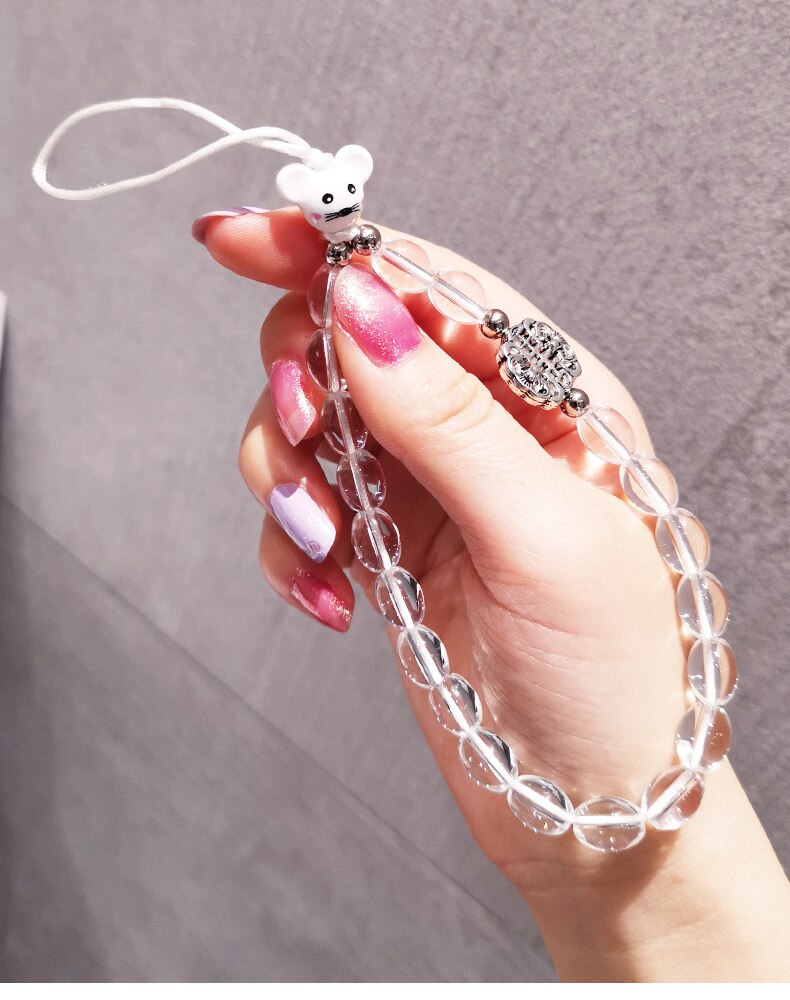 Bear Crystal Chain Bracelet Wrist Strap Lanyar for IPhone 13 12 11 Pro Max for Huawei Xiaomi Samsung Honor Bracelet Wrist Strap: white