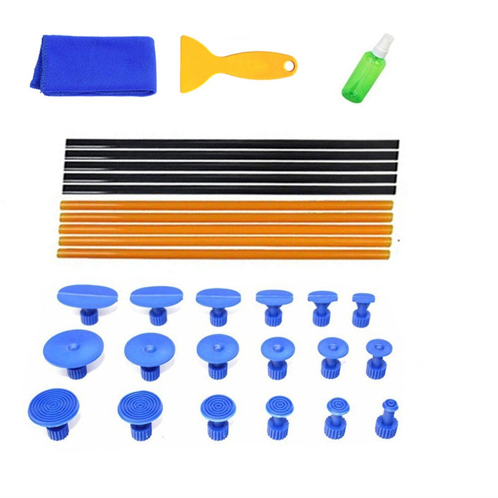 PDR gereedschap Auto reparatie kit verveloos Dent Repair uitdeuken Slide Hammer lijm stok Reverse Hamer Lijm Tabs voor Hagel schade: 31PCS