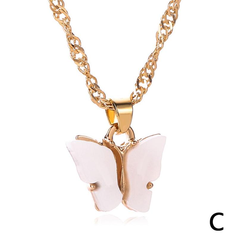 Bohemian Cute Animal Butterfly Pendant Necklace For Women Luxury Gold Clavicle Chain Chocker Necklace Girls Jewelry: Black Gun Plated