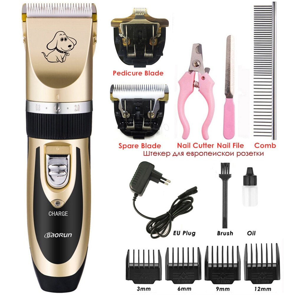 BaoRun P2 Dog Clippers Electric Pet Hair Clipper Shaver Set Haircut Machine Cat Grooming Trimmer Kit For Animals: Add KB Tool Set