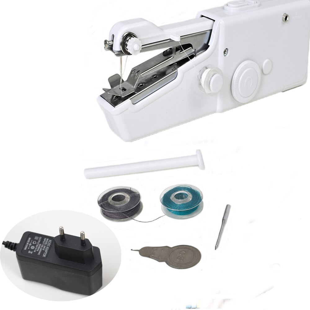 Hand Naaimachine Mini Handleiding Draagbare Assistent Huishoudelijke Snoerloze Elektrische Steek Handwerken Set Voor Snelle Reparaties Diy Gereedschap: machine plug