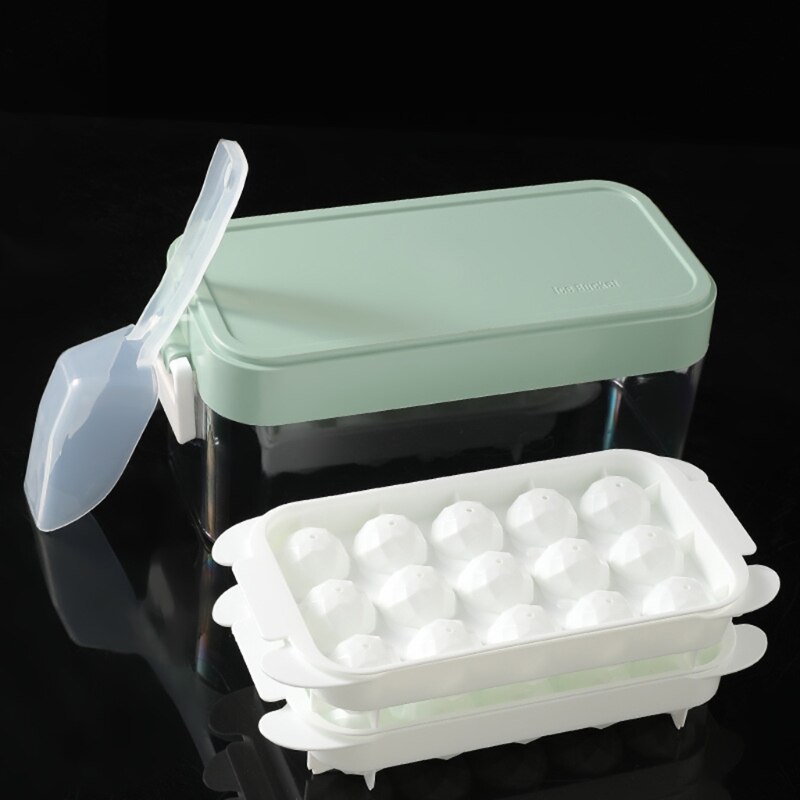 15 Grids Ice Cube Molds Tray Plastic Ice Cubes Box Reusable Bar Whiskey Beverage Cooler Chilling Mold Drinking Home Kitchen Bar: Light Green
