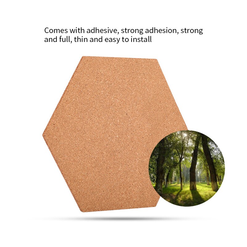 4 Pieces Of Cork Board Drawing Self-Adhesive Multifunctional Wall Stickers Message Hexagon Background Frame Home Decoration